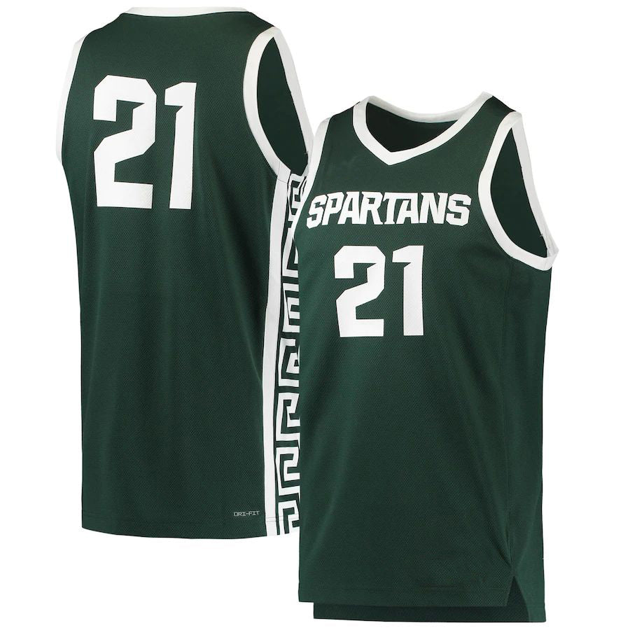#21 M.State Spartans Replica Basketball Jersey Green Stitched American College Jerseys
