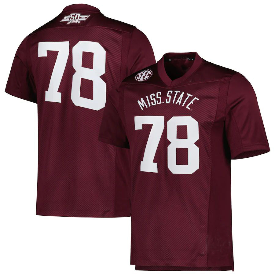 #78 M.State Bulldogs Dowsing x Bell 50 Years Premier Strategy Jersey Maroon Football Jersey Stitched American College Jerseys