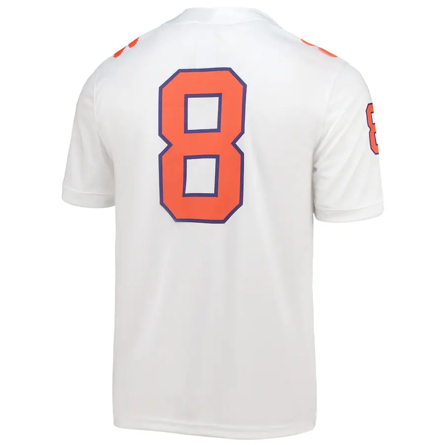 #8 C.Tigers Home Game Jersey Football Jersey White Stitched American College Jerseys