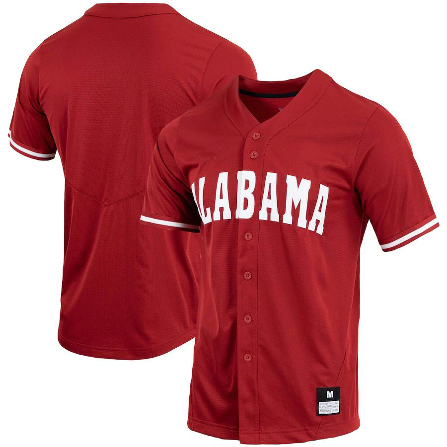 A.Crimson Tide Replica Full-Button Baseball Jersey Crimson Stitched American College Jerseys