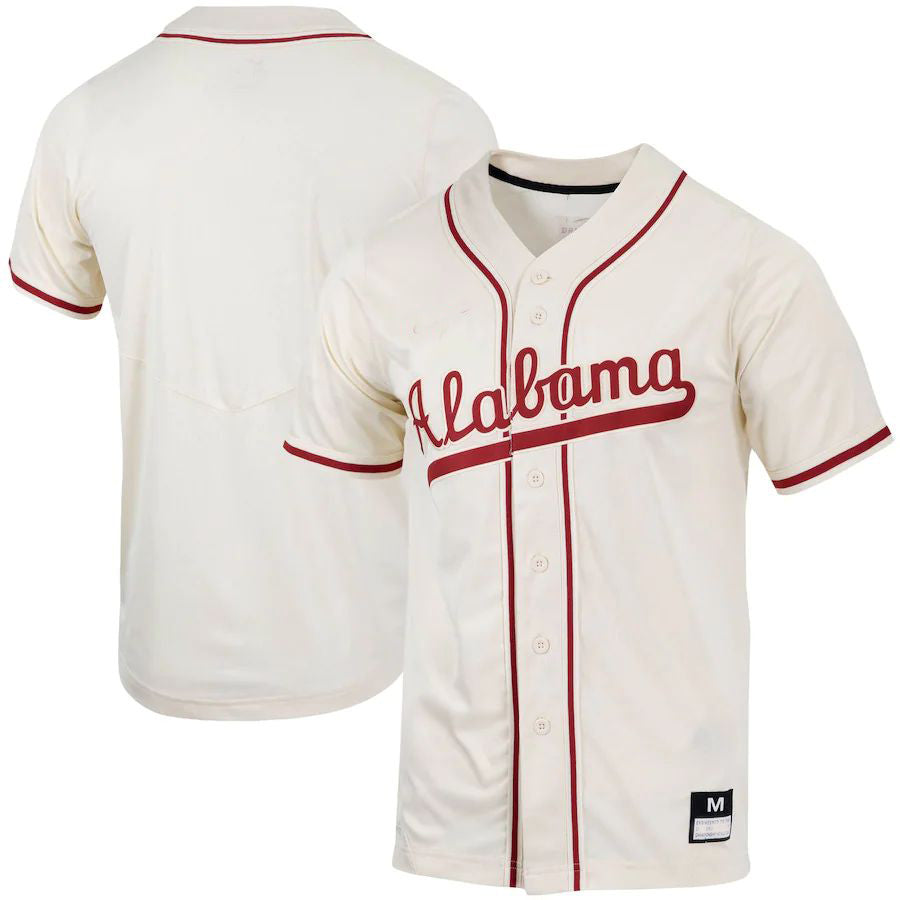 A.Crimson Tide Replica Full-Button Baseball Jersey Natural Stitched American College Jerseys