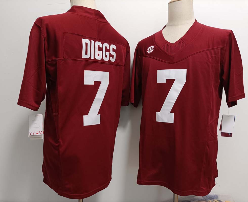 A.Crimson Tide #7 Trevon Diggs Red FUSE American College Jerseys