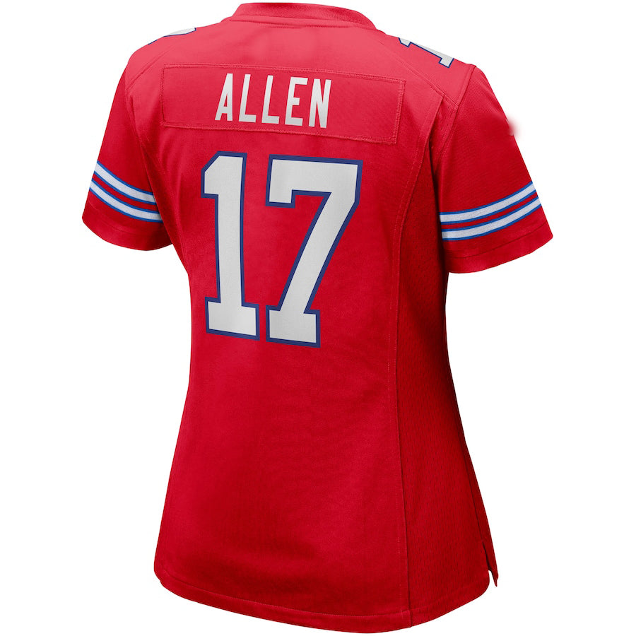 B.Bills #17 Josh Allen Red Alternate Game Player Jersey Football Stitched American Jerseys