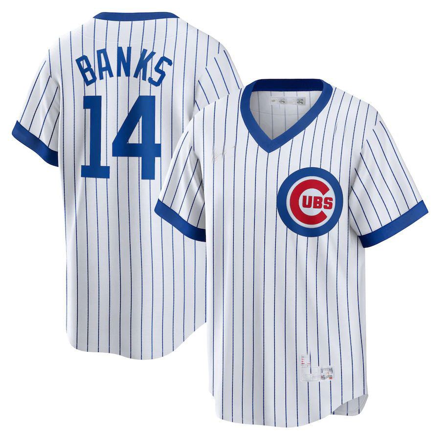 Chicago Cubs#14 Ernie Banks White Home Cooperstown Collection Player Jersey Baseball Jerseys