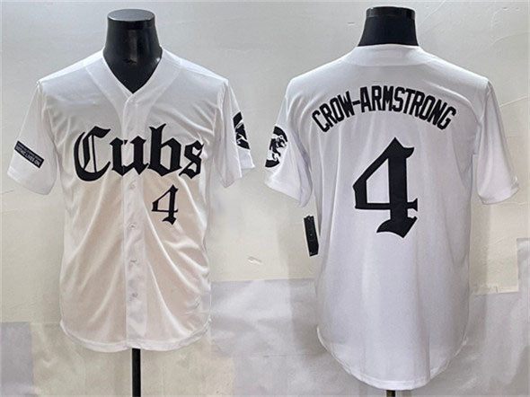 Chicago Cubs #4 Pete Crow-Armstrong White 'Gothic North Side Edition' Vapor Premier Limited Stitched Baseball Jersey