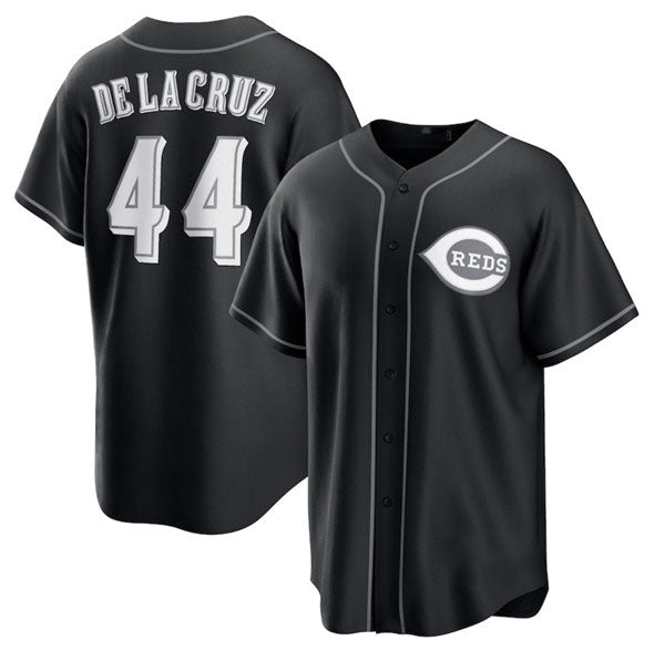Cincinnati Reds #44 Elly De La Cruz Black Lights Out Limited Stitched Baseball Jersey