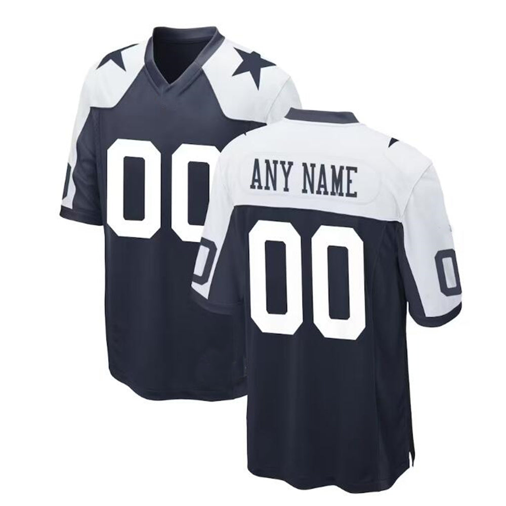 Custom D.Cowboys Navy Alternate Game Jersey Stitched Football Jerseys