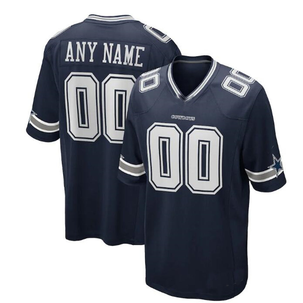 Custom D.Cowboys Navy Game Jersey Stitched Football Jerseys
