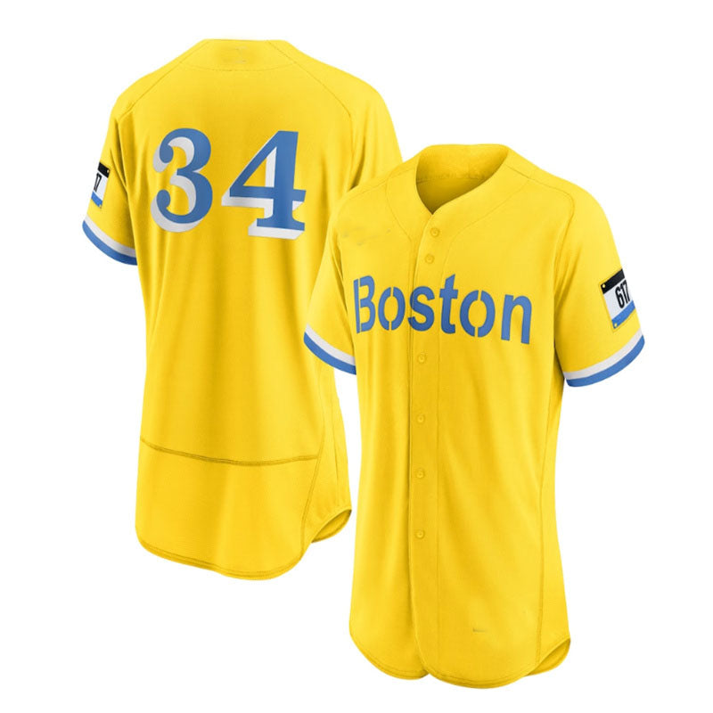 Boston Red Sox Road #34 David Ortiz City Connect Authentic Player Jersey - Gold Baseball Jerseys