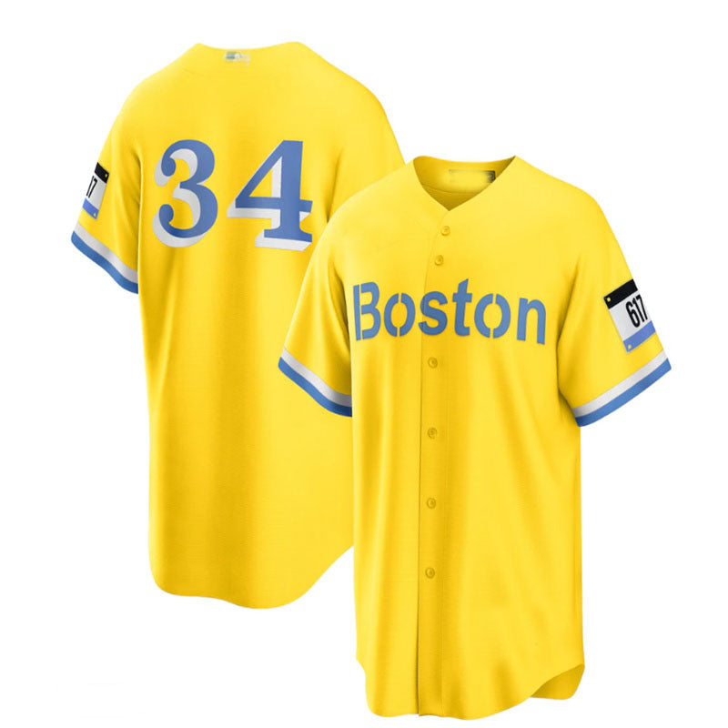 Boston Red Sox Road #34 David Ortiz Retired Player City Connect Replica Jersey - Gold Baseball Jerseys