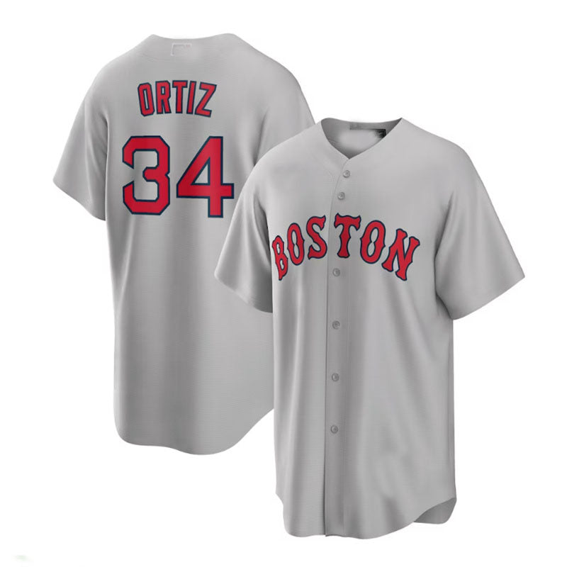Boston Red Sox Road #34 David Ortiz Road Replica Player Jersey - Gray Baseball Jerseys