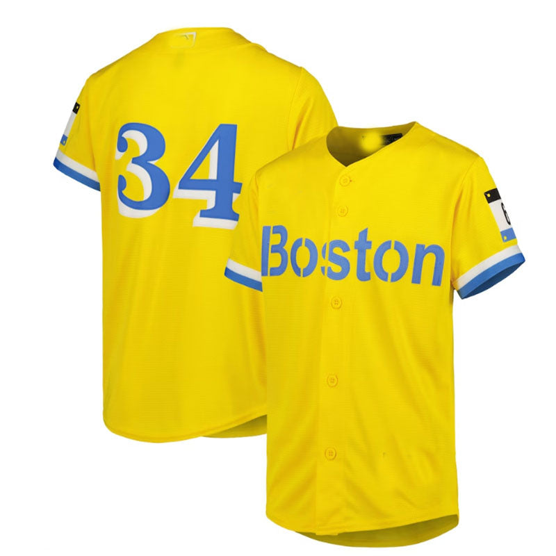 Boston Red Sox Road #34 David Ortiz City Connect Replica Player Jersey - Gold Baseball Jerseys