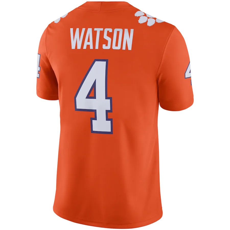 C.Tigers #4 Deshaun Watson Alumni Player Game Jersey Orange Stitched American College Jerseys