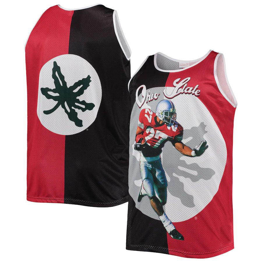O.State Buckeyes #27 Eddie George Mitchell & Ness Sublimated Player Big & Tall Tank Top Black Scarlet Stitched American College Jerseys