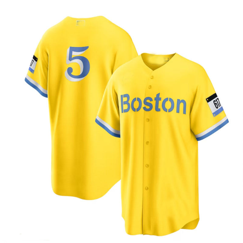 Boston Red Sox Road #5 Enrique Hernandez City Connect Replica Player Jersey - Gold Light Blue Baseball Jerseys