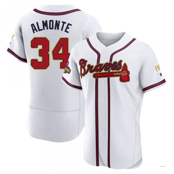 Atlanta Braves #34 AbGeneric204m Almonte Gold White 2022 Program Jersey Stitches Baseball Jerseys