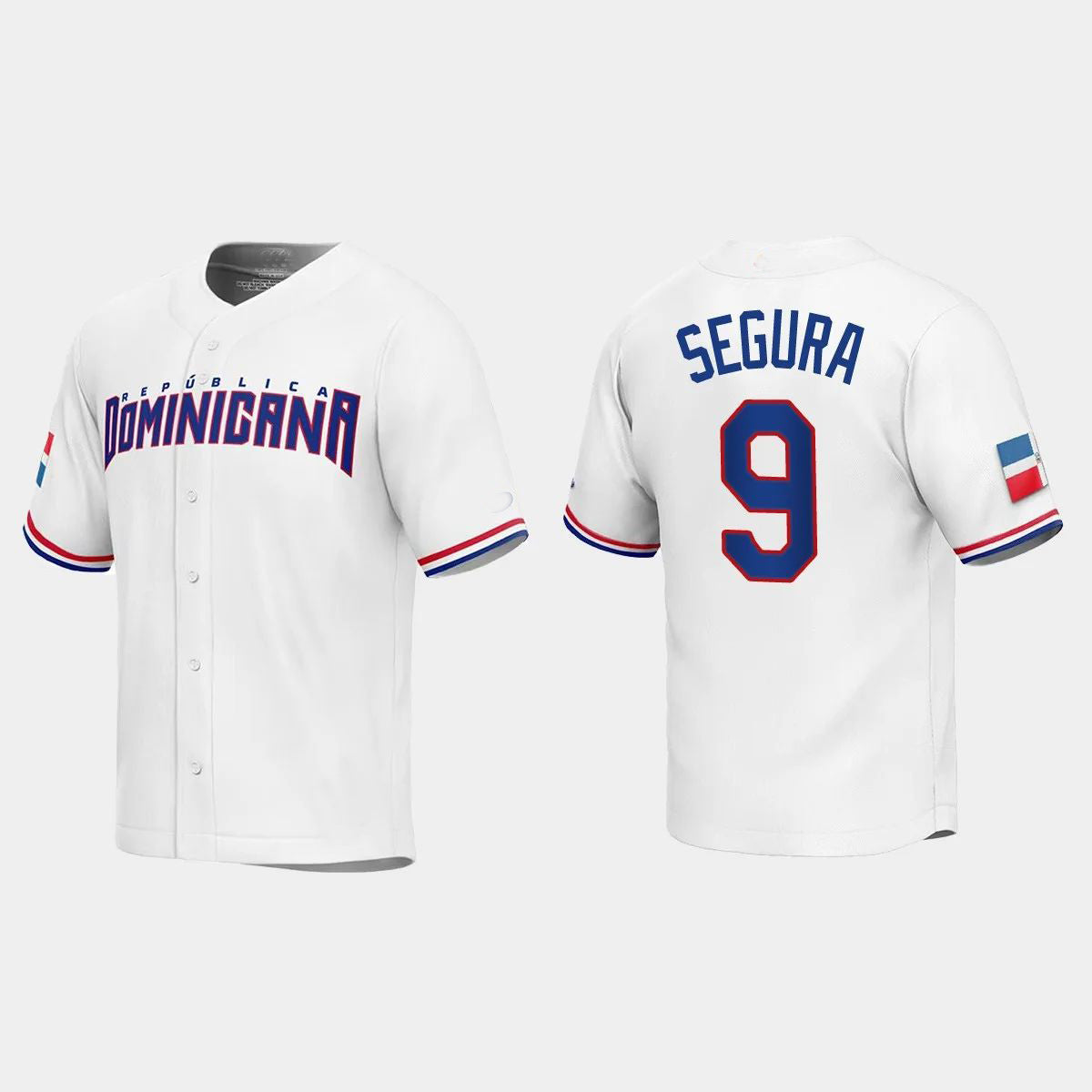 #9 JEAN SEGURA DOMINICAN REPUBLIC BASEBALL 2023 WORLD BASEBALL CLASSIC REPLICA JERSEY ¨C WHITE Stitches Baseball Jerseys