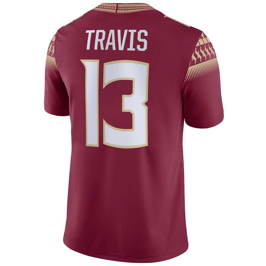 F.State Seminoles #13 Jordan Travis NIL Replica Football Jersey Garnet Stitched American College Jerseys
