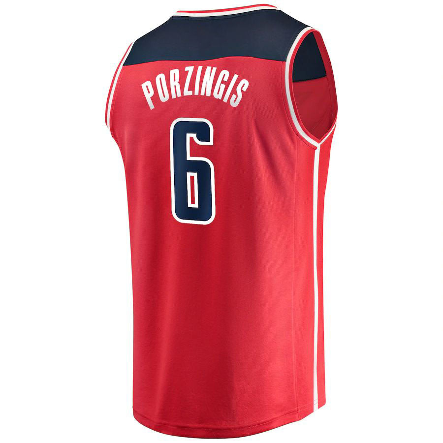 W.Wizards #6 Kristaps Porzingis Fanatics Branded Fast Break Replica Jersey Red Icon Edition Stitched American Basketball Jersey