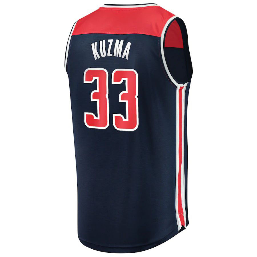 W.Wizards #33 Kyle Kuzma Fanatics Branded Fast Break Replica Jersey Navy Statement Edition Stitched American Basketball Jersey