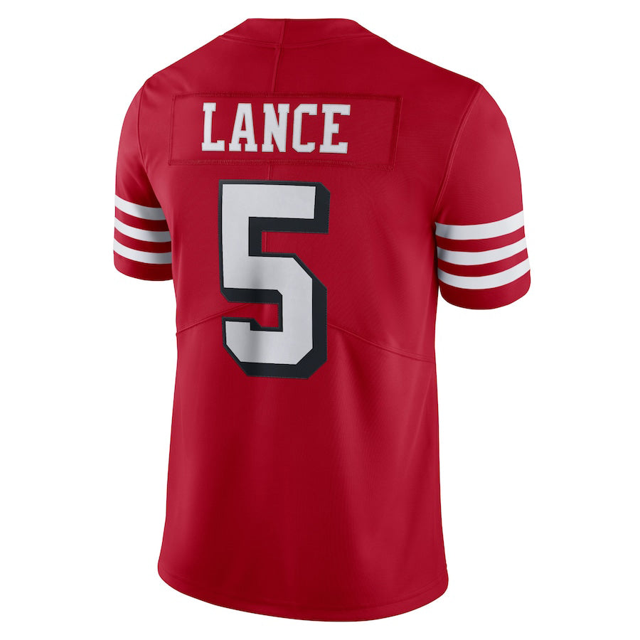 SF.49ers #5 Trey Lance New Red Black Stitched American Football Jerseys 2022