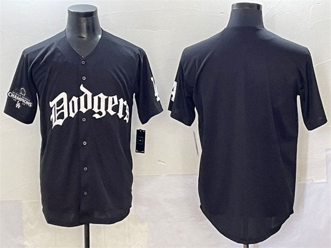 Los Angeles Dodgers Blank Black 2025 LA Gothic Style With 2024 World Series Champions Patch Vapor Premier Limited Stitched Baseball Jersey