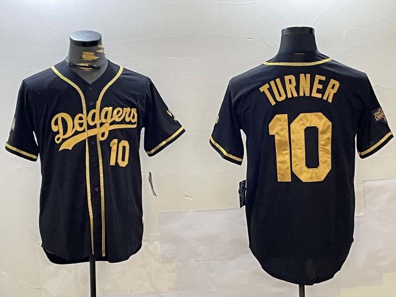 Los Angeles Dodgers #10 Justin Turner Black Cool Base Stitched Baseball Jersey