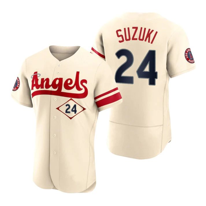 Los Angeles Angels #24 Kurt Suzuki Cream Stitched 2022 City Connect Jersey Men Youth Women Baseball Jerseys