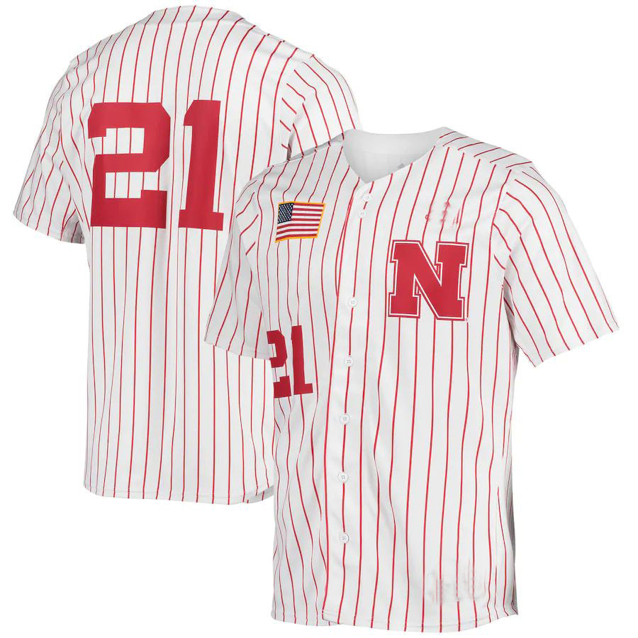 #21 N.Huskers Replica Baseball Jersey White Stitched American College Jerseys