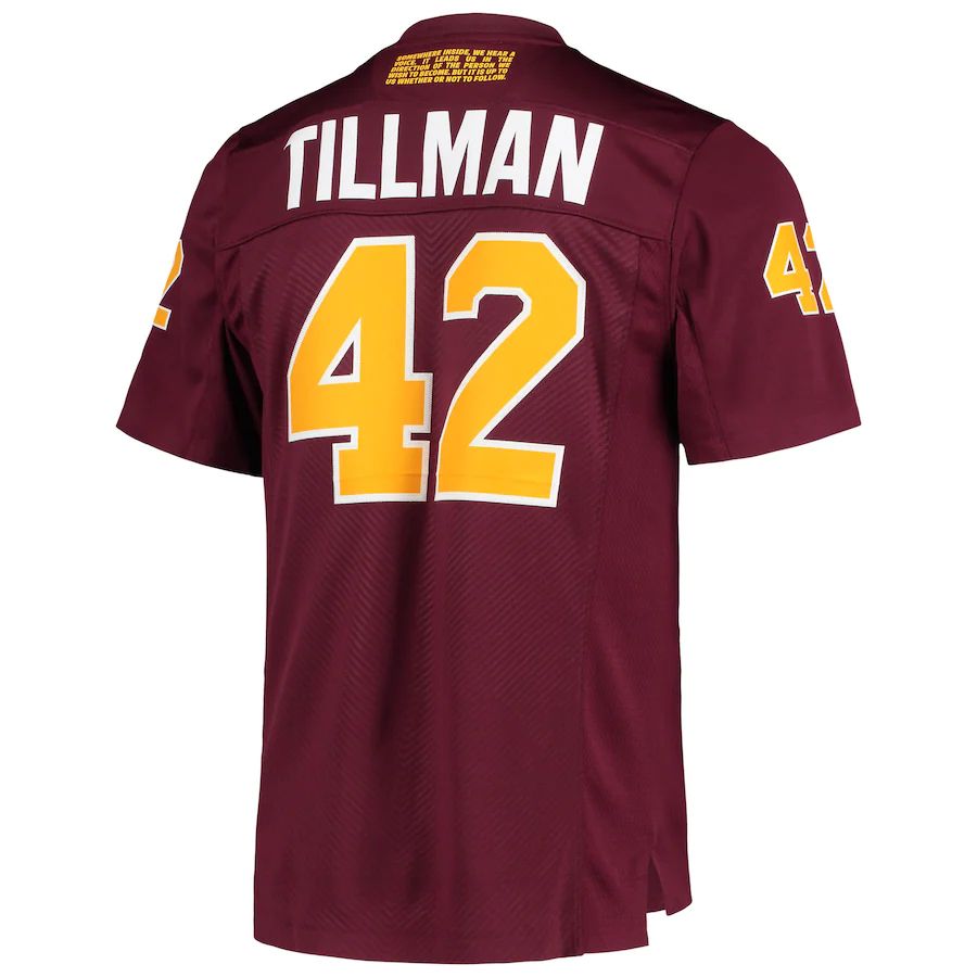 A.State Sun Devils #42 Pat Tillman Team Premier Football Jersey Maroon Stitched American College Jerseys