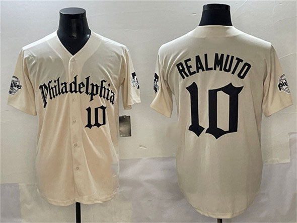 Philadelphia Phillies #10 J.T. Realmuto Cream Gothic Vapor Limited Stitched Baseball Jersey