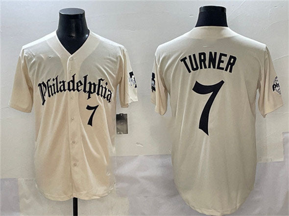 Philadelphia Phillies #7 Trea Turner Cream Gothic Vapor Limited Stitched Baseball Jersey