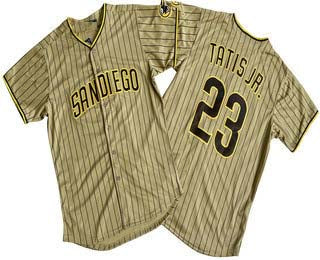 San Diego Padres #23 Fernando Tatis Jr Khaki Pinstripe Limited Stitched Baseball Jersey