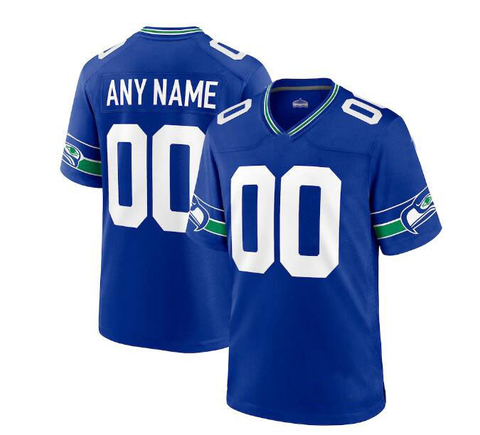 Custom S.Seahawks Throwback Jersey - Royal American Jerseys Stitched Football Jerseys