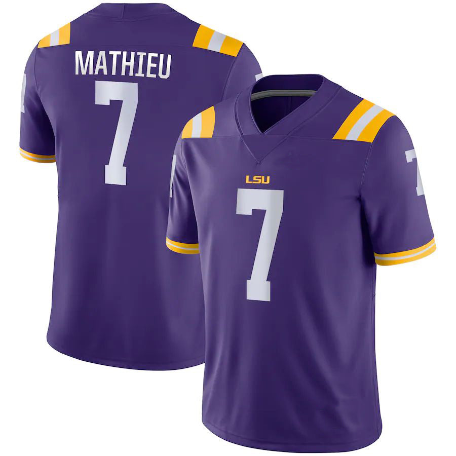 L.Tigers #7 Tyrann Mathieu Game Jersey Purple Football Jersey Stitched American College Jerseys