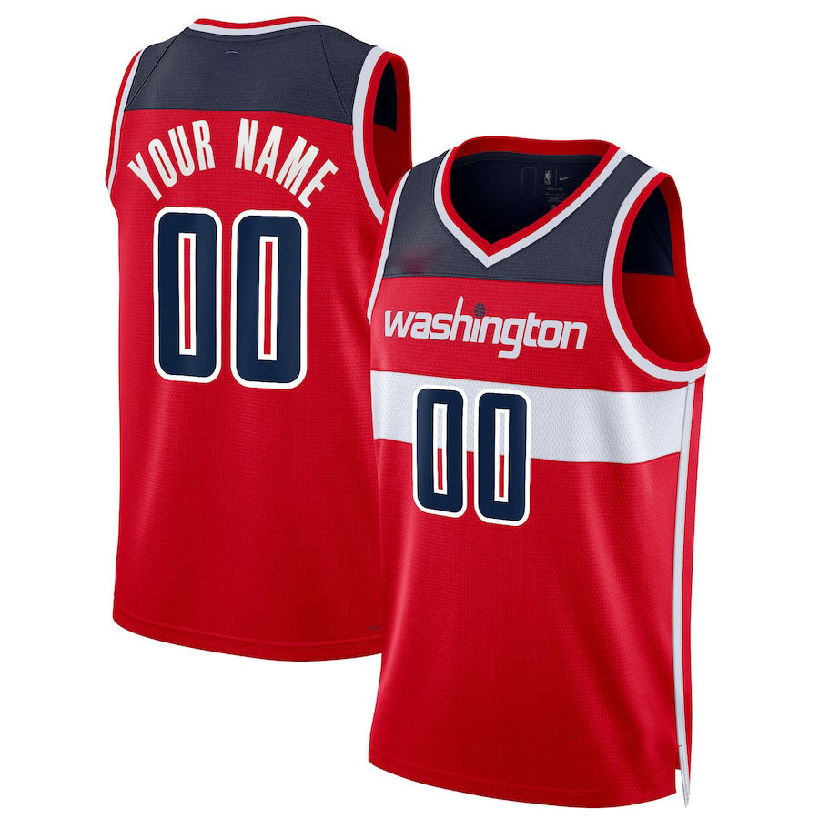 Custom W.Wizards Diamond Swingman Jersey Red Icon Edition Stitched Basketball Jersey