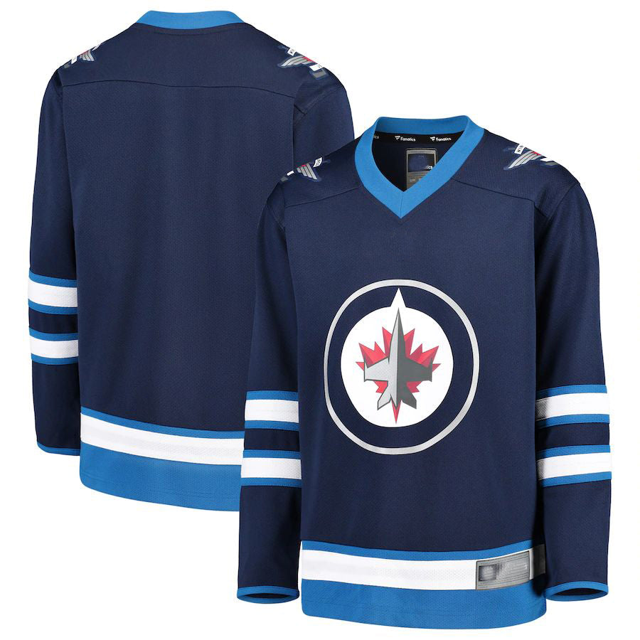 W.Jets Fanatics Branded Home Replica Blank Jersey Navy Stitched American Hockey Jerseys
