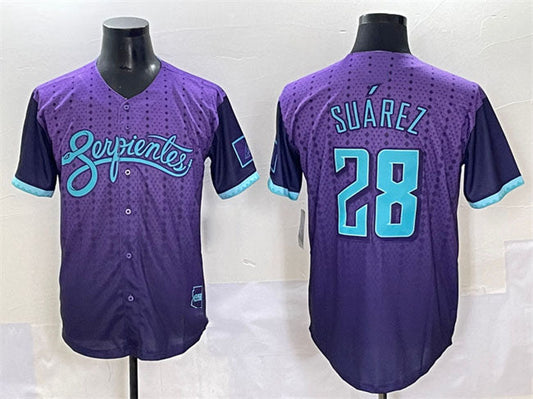 Arizona Diamondbacks #28 Eugenio Su¨¢rez Purple 2025 City Connect Limited Stitched Baseball Jersey