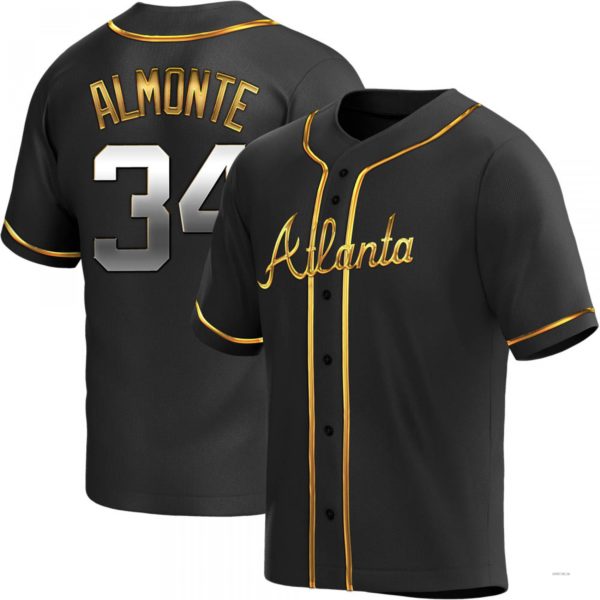 Atlanta Braves #34 AbGeneric204m Almonte Black Golden Alternate Jersey Stitches Baseball Jerseys