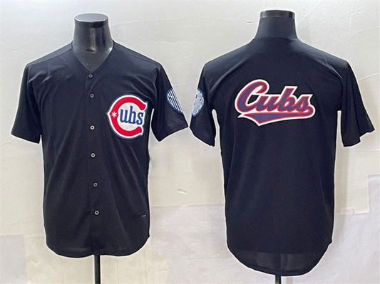 Chicago Cubs Team Big Logo Black Limited Stitched Baseball Jersey
