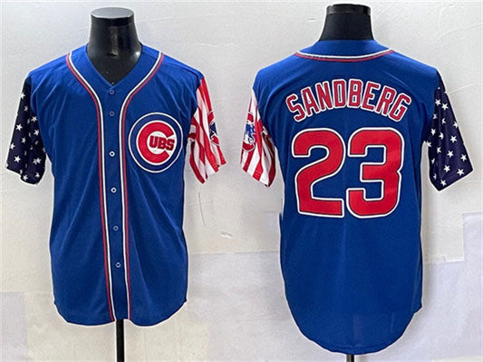 Chicago Cubs #23 Ryne Sandberg Royal 2025 Independence Day Vapor Premier Limited Stitched Baseball Jersey