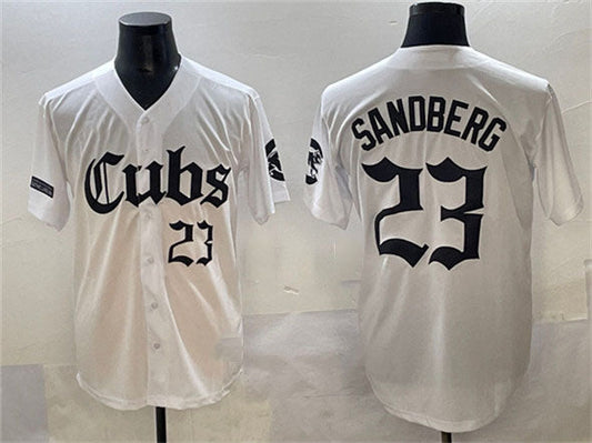 Chicago Cubs #23 Ryne Sandberg White 'Gothic North Side Edition' Vapor Premier Limited Stitched Baseball Jersey