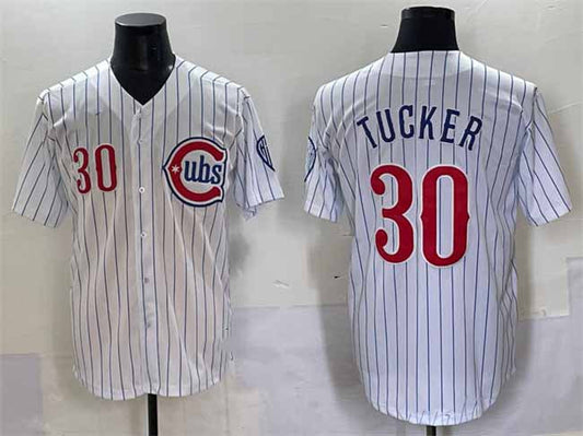 Chicago Cubs #30 Kyle Tucker White Pinstripe 2nd Alternate Limited Stitched Baseball Jersey