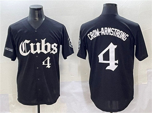 Chicago Cubs #4 Pete Crow-Armstrong Black 'Gothic North Side Edition' Vapor Premier Limited Stitched Baseball Jersey