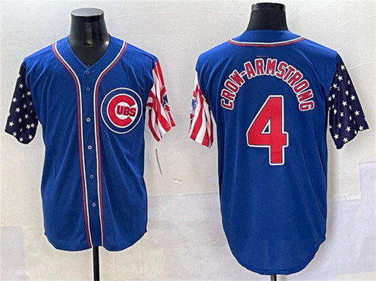 Chicago Cubs #4 Pete Crow-Armstrong Royal 2025 Independence Day Vapor Premier Limited Stitched Baseball Jersey