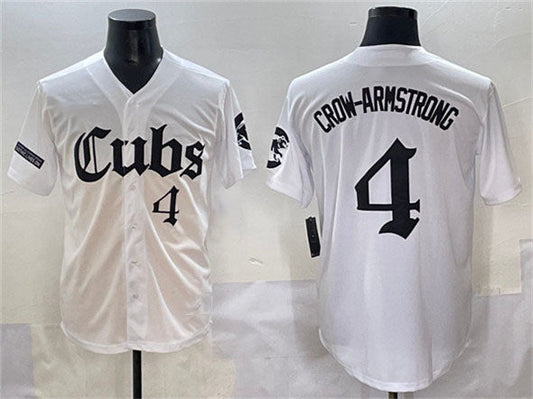Chicago Cubs #4 Pete Crow-Armstrong White 'Gothic North Side Edition' Vapor Premier Limited Stitched Baseball Jersey
