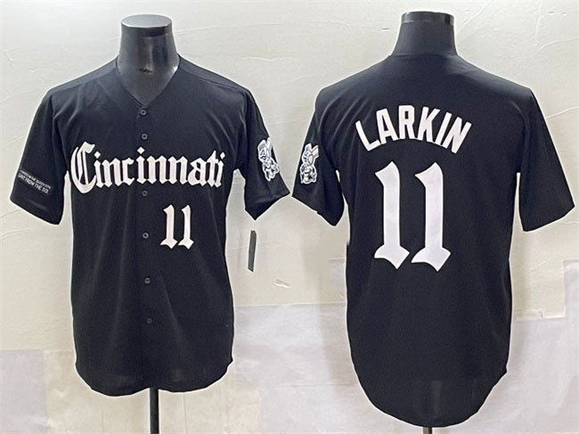 Cincinnati Reds #11 Barry Larkin Black 'Gothic Queen City Edition' Vapor Premier Limited Stitched Baseball Jersey