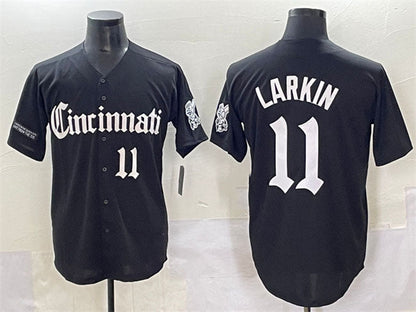 Cincinnati Reds #11 Barry Larkin Black 'Gothic Queen City Edition' Vapor Premier Limited Stitched Baseball Jersey