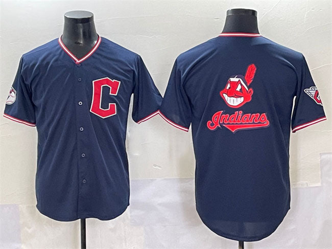 Cleveland Guardians Team Big Logo Navy 2025 Alternate Limited Stitched Baseball Jersey