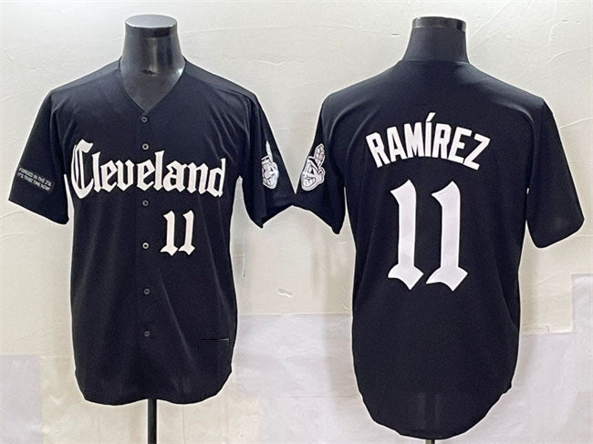 Cleveland Guardians #11 Jos¨¦ Ram¨ªrez Black Gothic Vapor Premier Limited Stitched Baseball Jersey